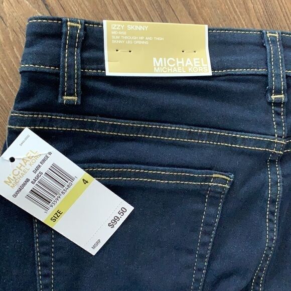 NEW Michael Kors Izzy Skinny Dark Rinse Jeans . - Picture 14 of 15